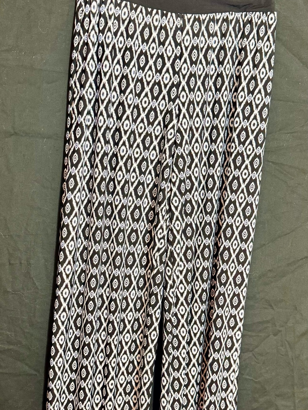 Black & White Geometric Wide-Leg Pants